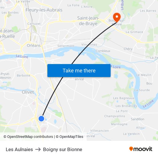 Les Aulnaies to Boigny sur Bionne map