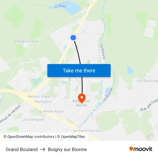 Grand Bouland to Boigny sur Bionne map