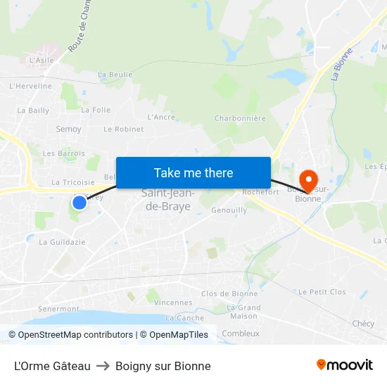 L'Orme Gâteau to Boigny sur Bionne map
