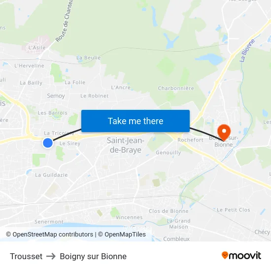 Trousset to Boigny sur Bionne map