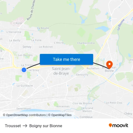 Trousset to Boigny sur Bionne map