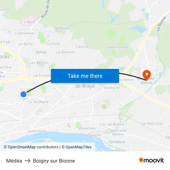 Médéa to Boigny sur Bionne map