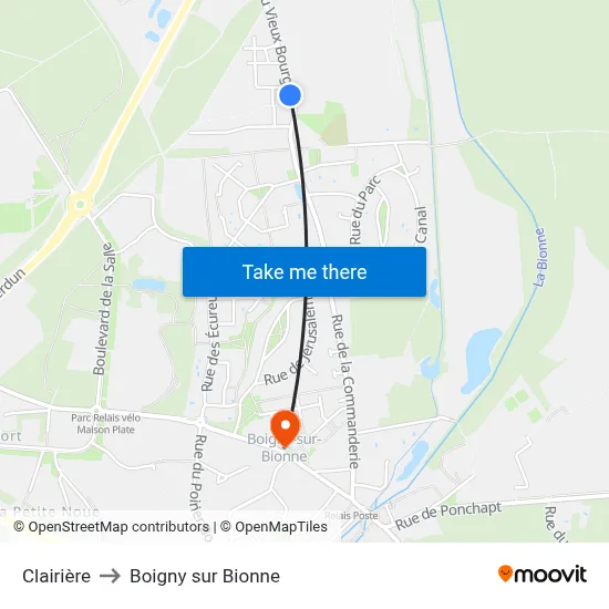 Clairière to Boigny sur Bionne map