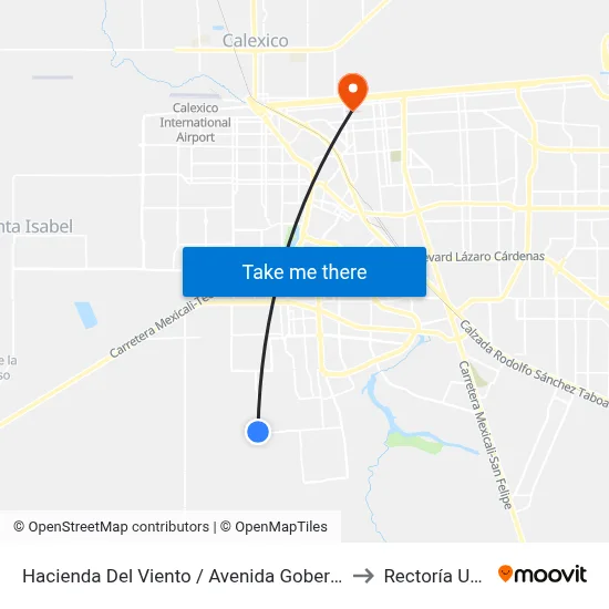 Hacienda Del Viento / Avenida Gobernador to Rectoría Uabc map