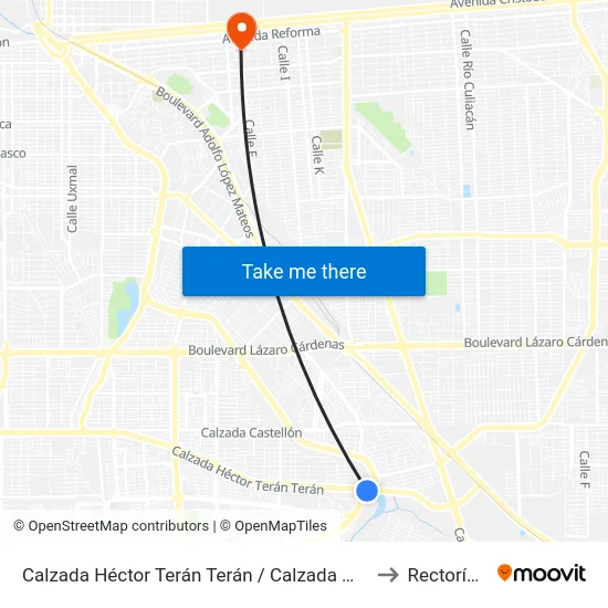 Calzada Héctor Terán Terán / Calzada Manuel Gómez Morín to Rectoría Uabc map