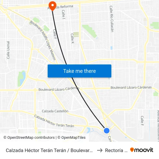 Calzada Héctor Terán Terán / Boulevard Adolfo Mateos to Rectoría Uabc map