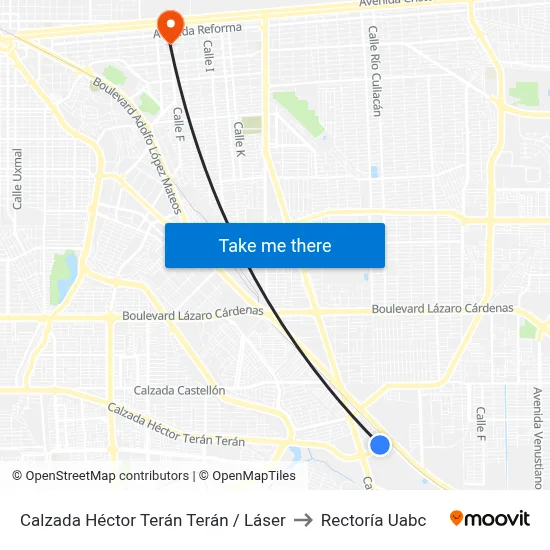 Calzada Héctor Terán Terán / Láser to Rectoría Uabc map