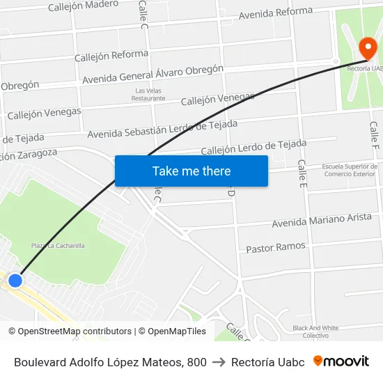 Boulevard Adolfo López Mateos, 800 to Rectoría Uabc map