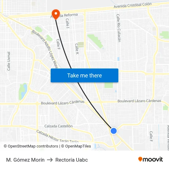 M. Gómez Morín to Rectoría Uabc map