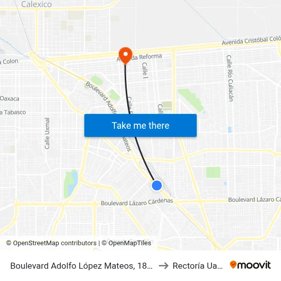 Boulevard Adolfo López Mateos, 1801 to Rectoría Uabc map