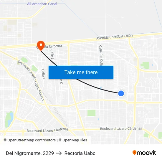 Del Nigromante, 2229 to Rectoría Uabc map