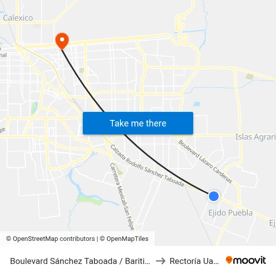 Boulevard Sánchez Taboada / Baritina to Rectoría Uabc map