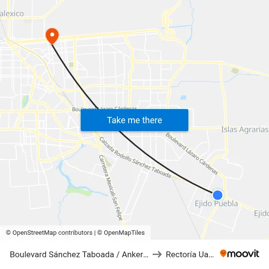 Boulevard Sánchez Taboada / Ankerita to Rectoría Uabc map