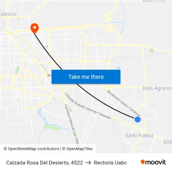 Calzada Rosa Del Desierto, 4522 to Rectoría Uabc map