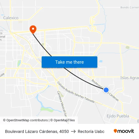 Boulevard Lázaro Cárdenas, 4050 to Rectoría Uabc map