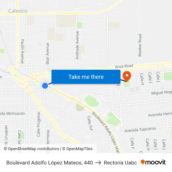 Boulevard Adolfo López Mateos, 440 to Rectoría Uabc map