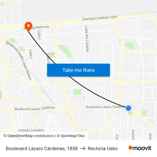 Boulevard Lázaro Cárdenas, 1858 to Rectoría Uabc map