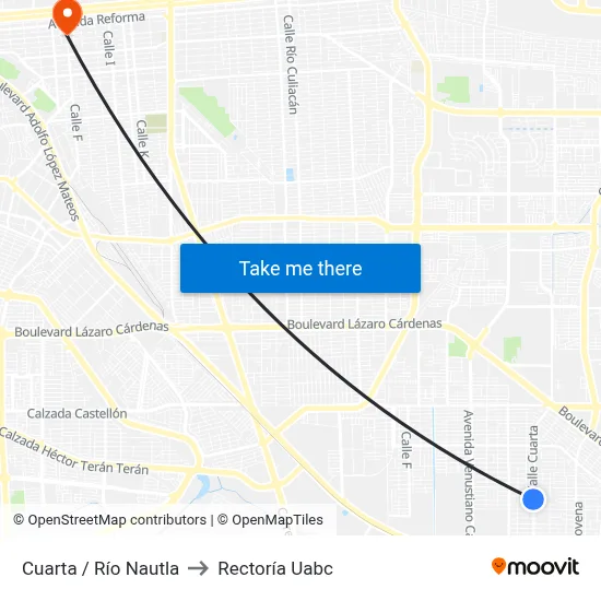 Cuarta / Río Nautla to Rectoría Uabc map