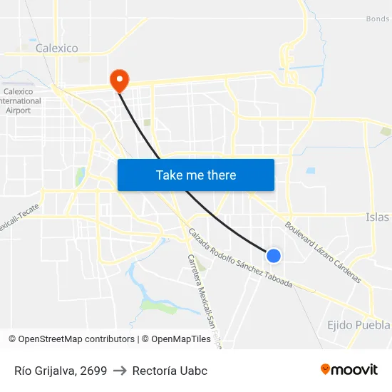 Río Grijalva, 2699 to Rectoría Uabc map