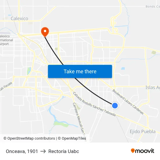 Onceava, 1901 to Rectoría Uabc map