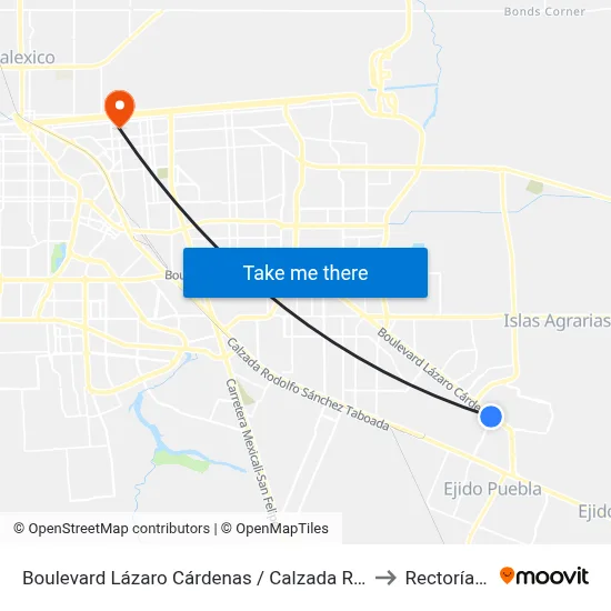 Boulevard Lázaro Cárdenas / Calzada Rosa Del Desierto to Rectoría Uabc map