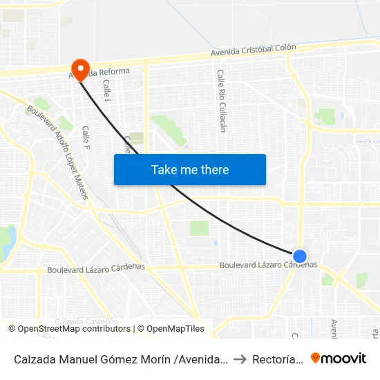 Calzada Manuel Gómez Morín /Avenida García González to Rectoría Uabc map