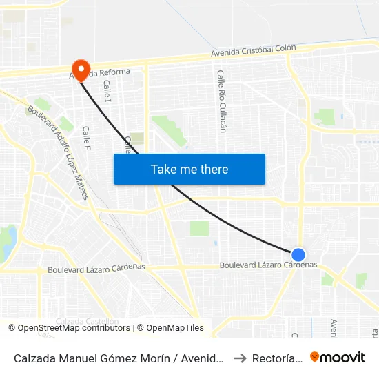 Calzada Manuel Gómez Morín / Avenida García González to Rectoría Uabc map
