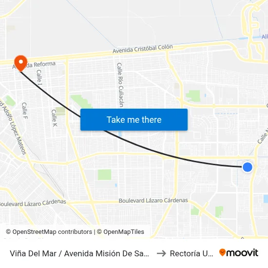 Viña Del Mar / Avenida Misión De San Diego to Rectoría Uabc map
