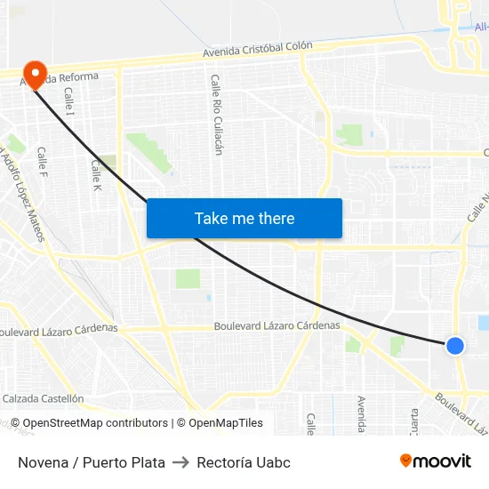 Novena / Puerto Plata to Rectoría Uabc map