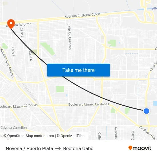 Novena / Puerto Plata to Rectoría Uabc map