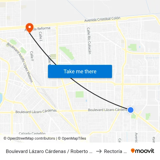 Boulevard Lázaro Cárdenas / Roberto Montenegro to Rectoría Uabc map