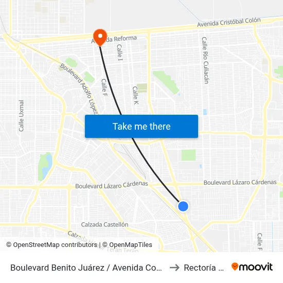 Boulevard Benito Juárez / Avenida Constituyentes to Rectoría Uabc map