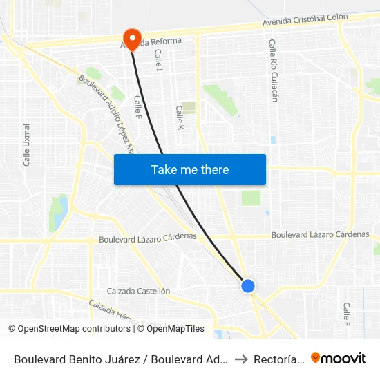 Boulevard Benito Juárez / Boulevard Adolfo López Mateos to Rectoría Uabc map