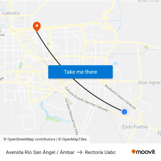 Avenida Río San Ángel / Ámbar to Rectoría Uabc map