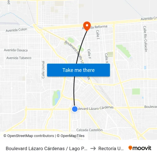 Boulevard Lázaro Cárdenas / Lago Poopó to Rectoría Uabc map