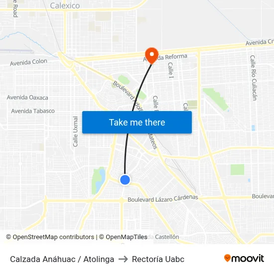 Calzada Anáhuac / Atolinga to Rectoría Uabc map