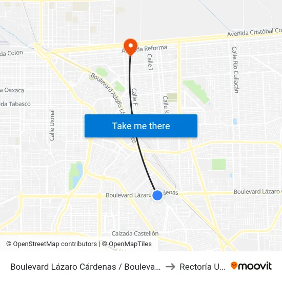 Boulevard Lázaro Cárdenas / Boulevard 1810 to Rectoría Uabc map