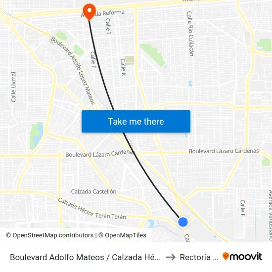 Boulevard Adolfo Mateos / Calzada Héctor Terán Terán to Rectoría Uabc map