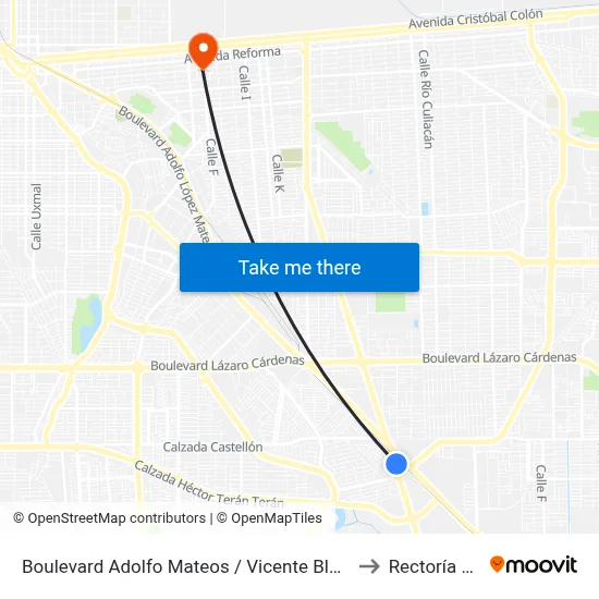 Boulevard Adolfo Mateos / Vicente Blasco Ibáñez to Rectoría Uabc map