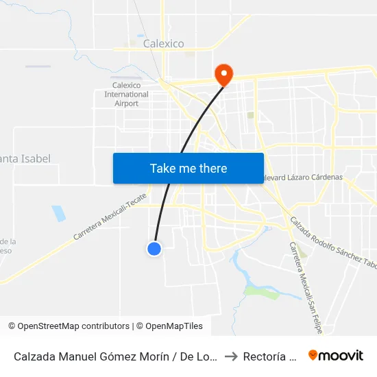 Calzada Manuel Gómez Morín / De Los Portales to Rectoría Uabc map