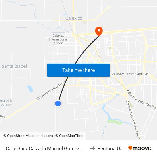 Calle Sur / Calzada Manuel Gómez Morín to Rectoría Uabc map