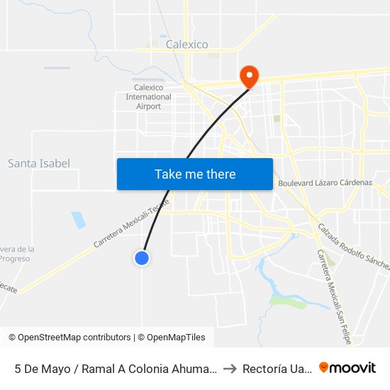 5 De Mayo / Ramal A Colonia Ahumadita to Rectoría Uabc map