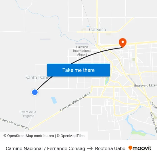 Camino Nacional / Fernando Consag to Rectoría Uabc map