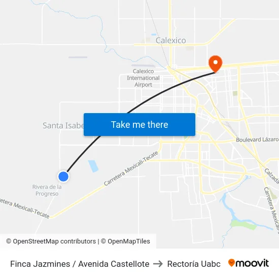Finca Jazmines / Avenida Castellote to Rectoría Uabc map