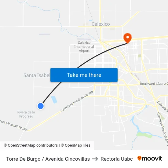 Torre De Burgo / Avenida Cincovillas to Rectoría Uabc map