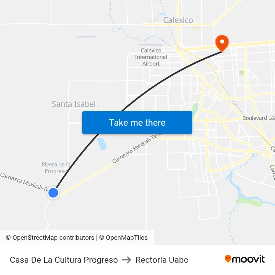 Casa De La Cultura Progreso to Rectoría Uabc map
