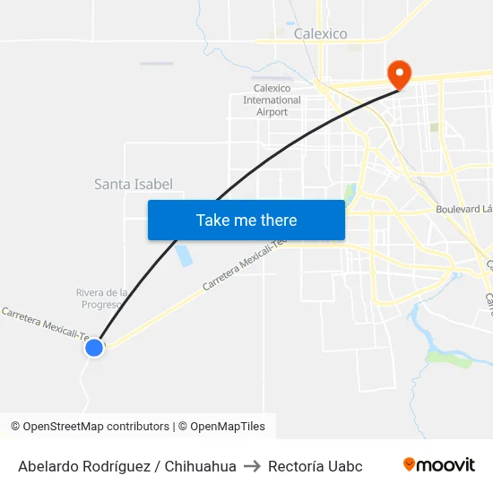 Abelardo Rodríguez / Chihuahua to Rectoría Uabc map