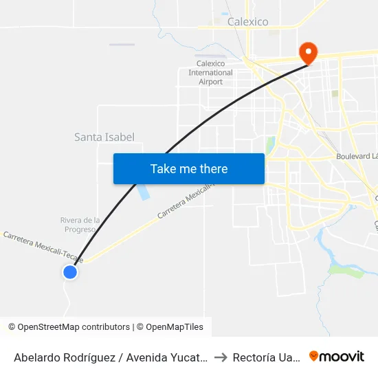 Abelardo Rodríguez / Avenida Yucatán to Rectoría Uabc map