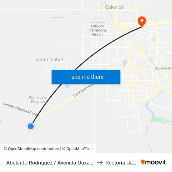 Abelardo Rodríguez / Avenida Oaxaca to Rectoría Uabc map