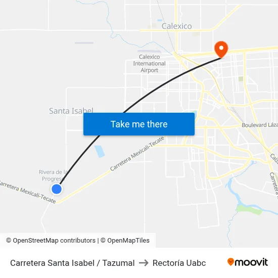 Carretera Santa Isabel / Tazumal to Rectoría Uabc map